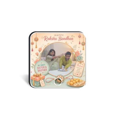 Personalized Raksha Bandhan Theme Musical Fridge Magnet  Music Player  Rakhi Gift for Sister Brother & Siblings Memorable Gift Rechargeable Battery (Thank You Gift for Brother)